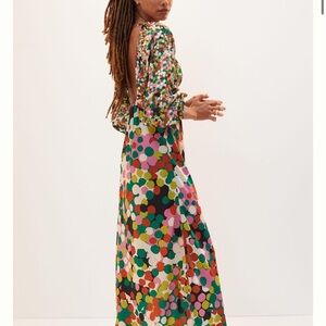 Porridge Floral Puff-Sleeved Maxi Dress XL